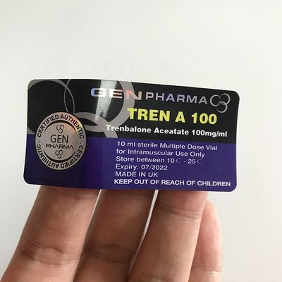 برچسب ویال استروئیدی 25x60 میلی متر برچسب ضد جعلی نقره ای هولوگرافی