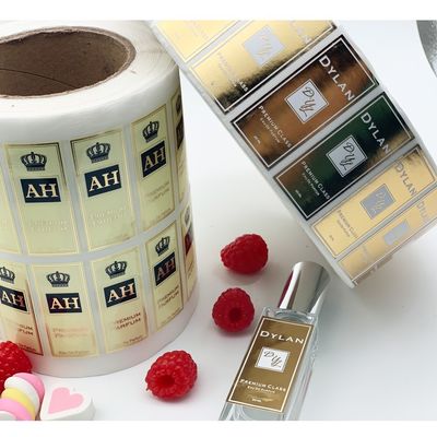 برچسب وینیل پی وی سی 4x6 سانتیمتر با روکش فویل طلایی برای بطری عطر